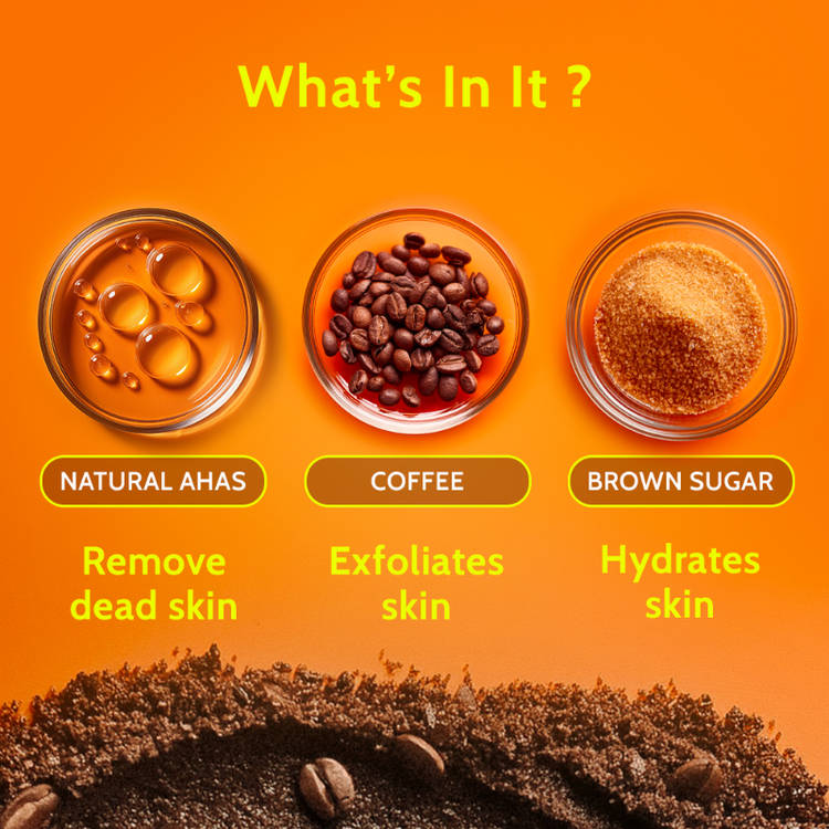 Chemist at Play Exfoliating Natural AHAs Body Scrub For Removing Tan & Dead Skin Cells-Coffee Body Scrubs (75g)
