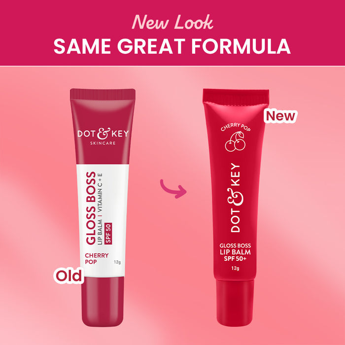 Dot & Key Vitamin C + E Brightening Lip Balm with SPF 50+ (02Cherry Pop Medium Tinted)