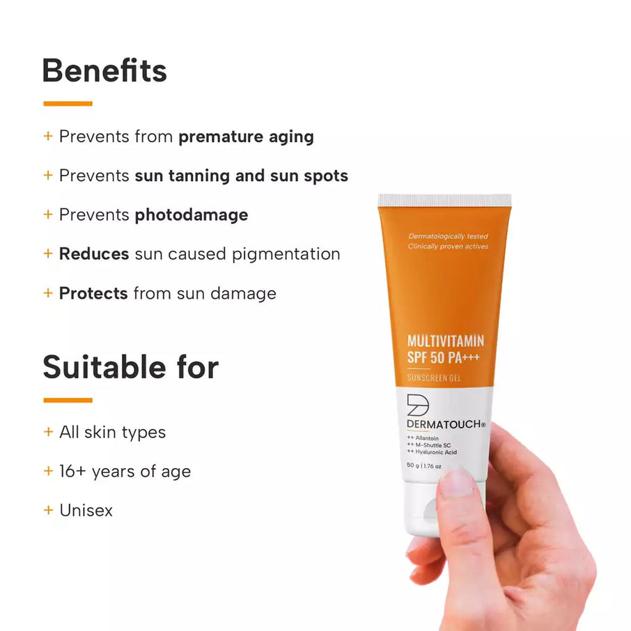Dermatouch Multivitamin SPF 50 PA+++ Sunscreen Gel-30g