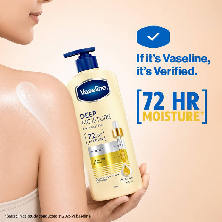 Vaseline Intensive Care Deep Moisture 72HR Long Lasting Hyaluron Ceramide Serum Body Lotion (400ml)