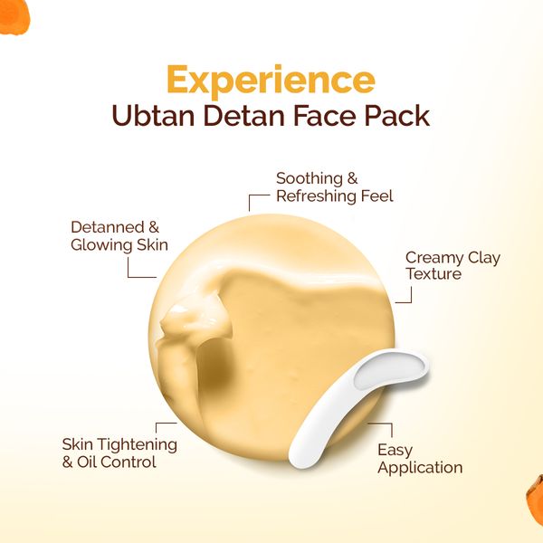 Mamaearth Ubtan Detan Face Pack with Turmeric & Saffron for Normal to Oily Skin - 200 g