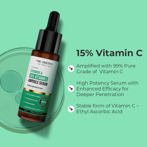 Dr. Sheth's Non-Irritating Ceramide & 15% Vitamin C Ampoule Serum - 30ml