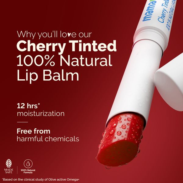 Mamaearth Cherry Tinted 100% Natural Lip Balm with Cherry & Coconut Oil for 12 hrs Moisturized Lips - 2 g