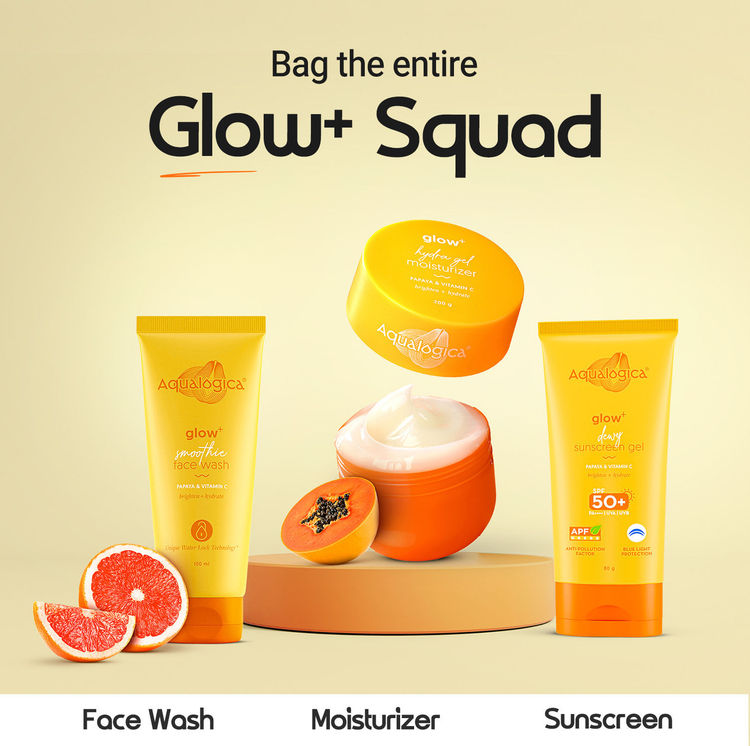 Aqualogica Glow+ Dewy Gel Sunscreen In-Vivo Tested SPF 50+ PA++++ with Papaya & Vitamin C - 80g