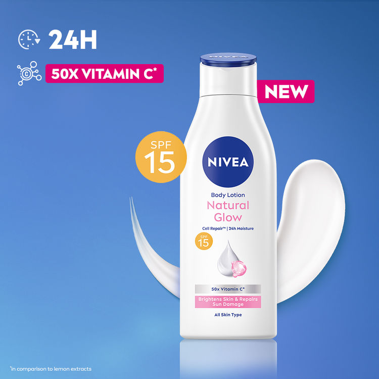 NIVEA Cell Repair 50X Vit C Sunscreen Natural Glow Body Lotion Reduces Tan, Brightens -Uva & Uvb
(200ml)