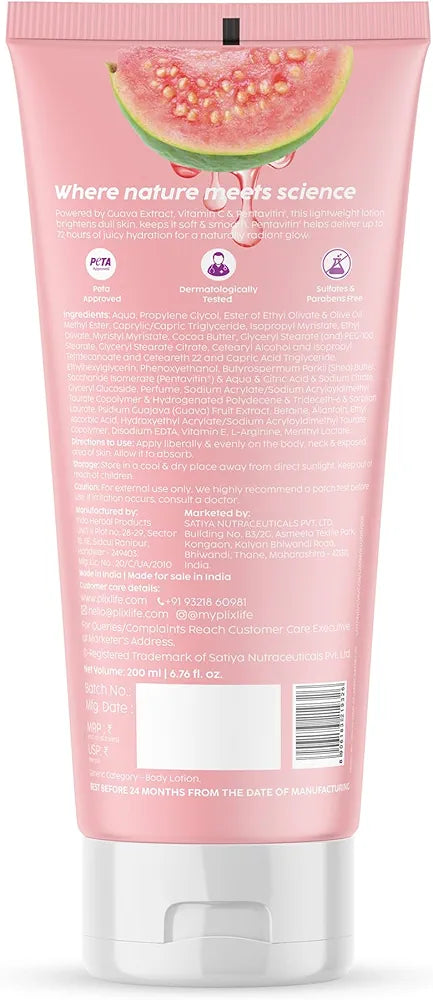 PLIX - THE PLANT FIX Guava Glow Brightening Body Lotion | Hydrates, Brightens & Evens Skin Tone | Vitamin C, Shea & Cocoa Butter | Lightweight Daily Care | 200 ml