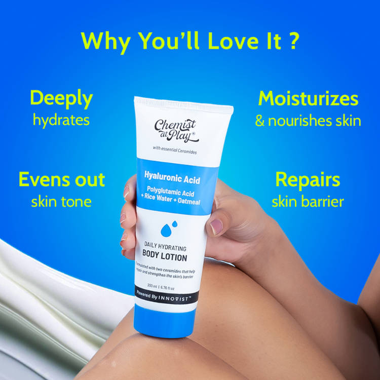 Chemist at Play Hydrating Body Lotion with Rice Water & Hyaluronic Acid, Moisturizer for Dry Skin (200ml)