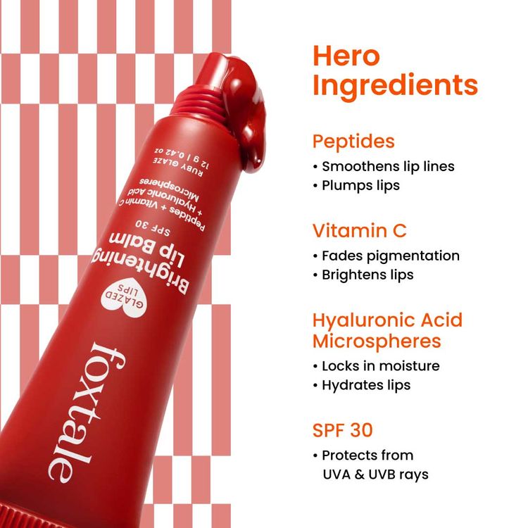 Foxtale Brightening Lip Balm With Peptides, Vitamin C & Hyaluronic Acid - Ruby Glaze
(12g)