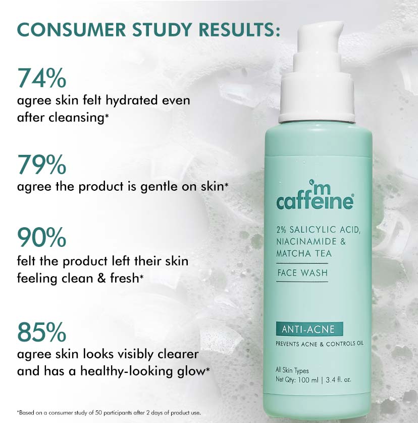 Mcaffeine 2% Salicylic Acid Niacinamide & Matcha Tea Face Wash - 100 ml