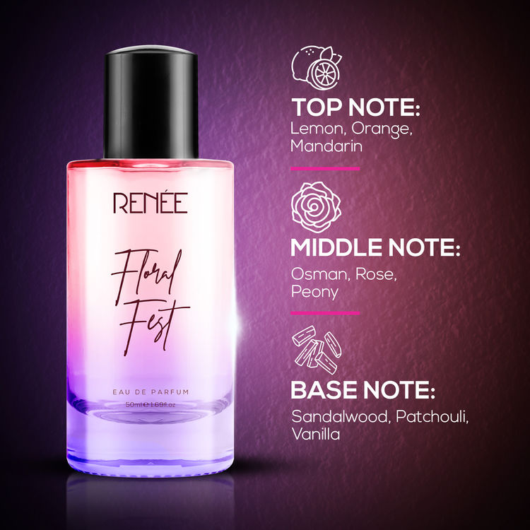 Renee Cosmetics Floral Fest Eau De Parfum, Luxury Perfume for Women, Premium, Long-Lasting Elegance
(50ml)