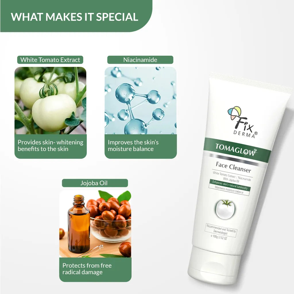Fixderma Tomaglow Brightening Face Cleanser | Gently Cleanses and Brightens the Skin /100g