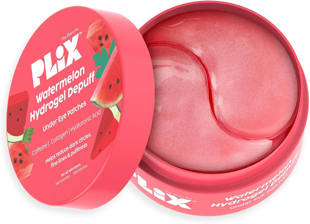 Plix Watermelon hydrogel eye patches to de-puff & revive under-eye area instantly