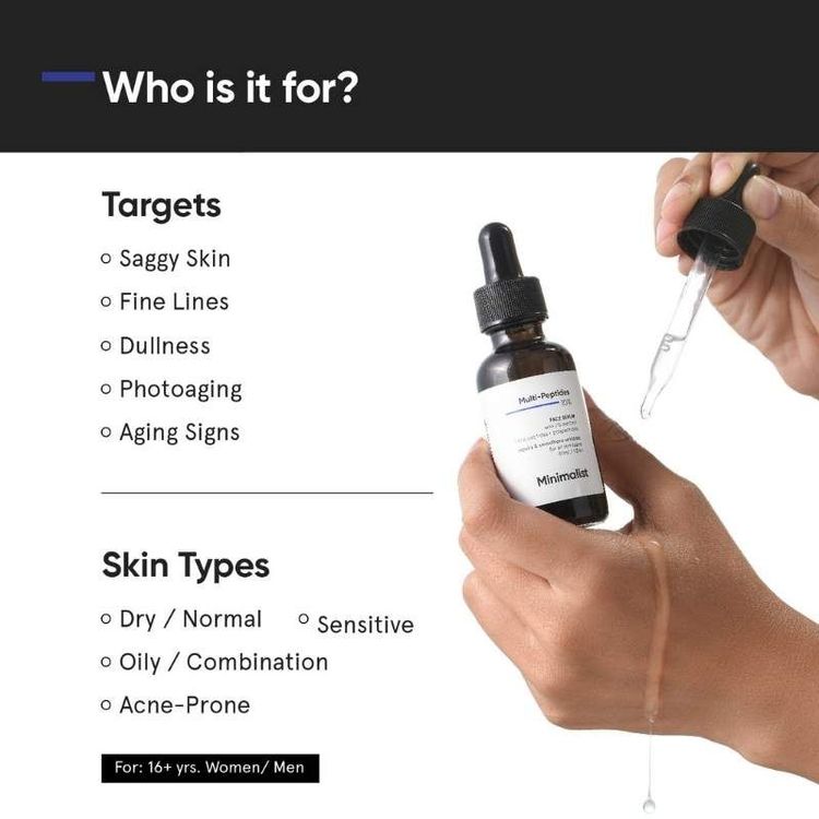 Minimalist 10% Multi Peptide Face Serum For Anti Aging & Collagen Boost With Bio-Placenta
(30ml)