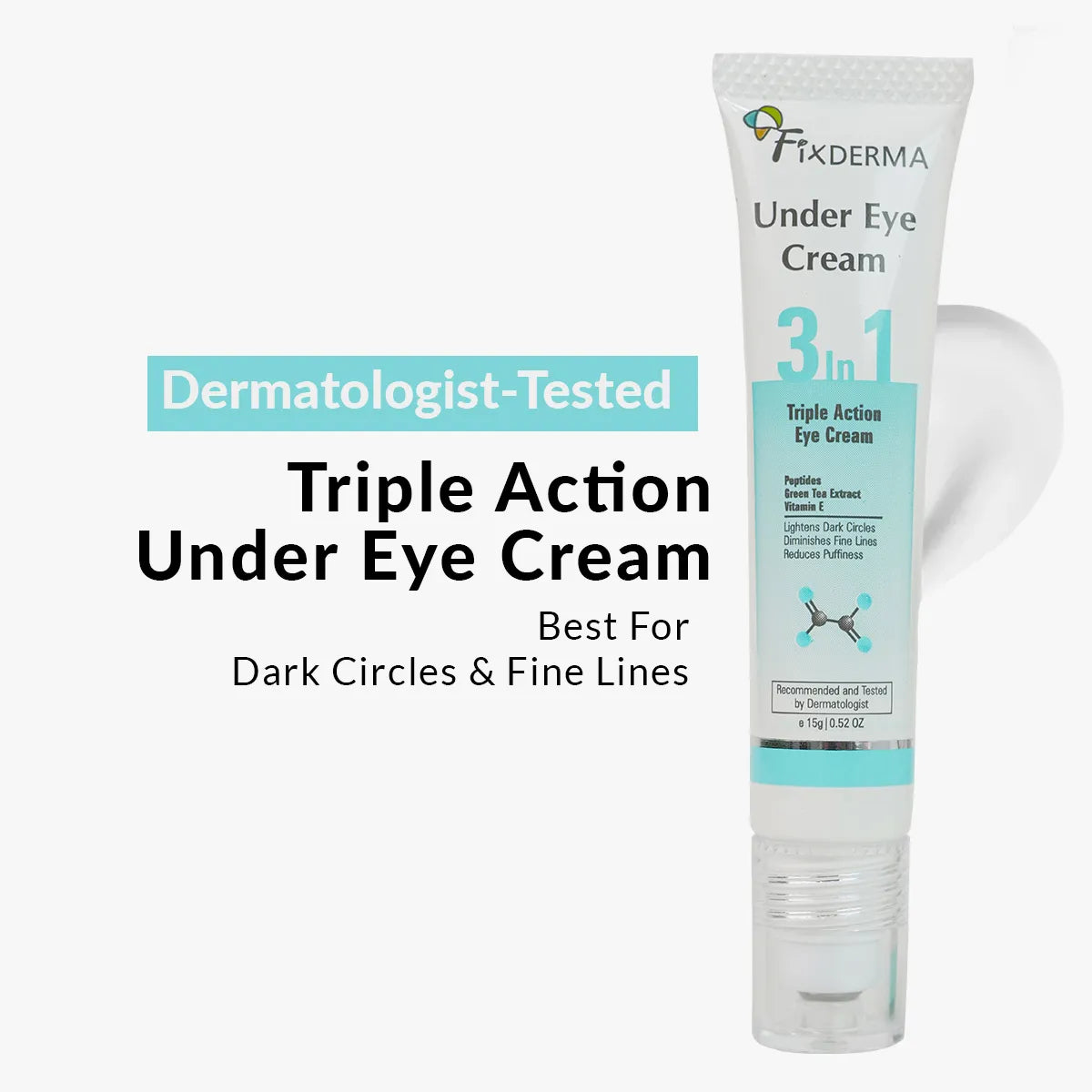 Fixderma Under Eye Roll On Cream | Triple Action Eye Cream for dark circle, puffiness & fine lines