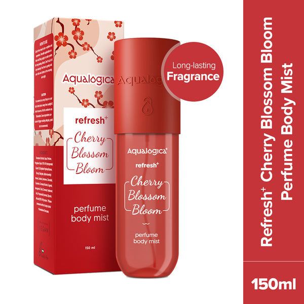 Aqualogica Refresh+ Cherry Blossom Bloom Perfume Body Mist with Zemea and Hyaluronic Acid 150 ml
