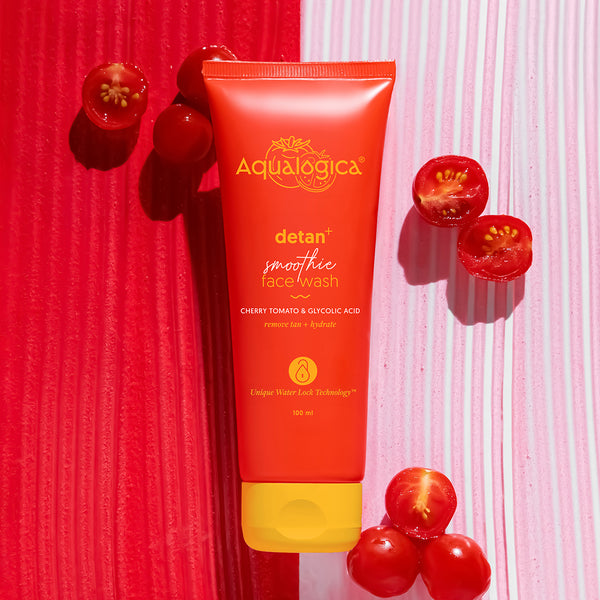 Aqualogica Detan+ Smoothie Face Wash with Cherry Tomato & Glycolic Acid for Tan Removal - 100ml