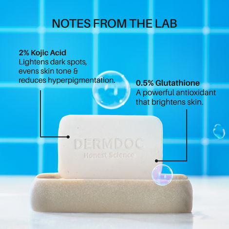 DERMDOC 2% Kojic Acid and 0.5% Glutathione Cleansing Bar Soap (75 gm) | Brightening | Gentle Cleansing Action | Sensitive Skin Friendly