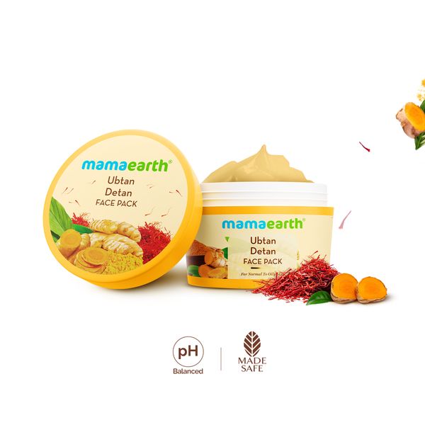 Mamaearth Ubtan Detan Face Pack with Turmeric & Saffron for Normal to Oily Skin - 200 g