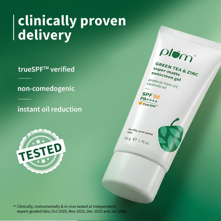Plum Green Tea & Zinc Super-Matte SPF 50 Sunscreen Gel For Oily, Combination Skin, No White Cast
(50g)