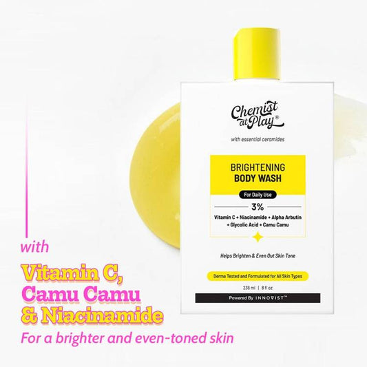 Chemist at Play Vitamin C Brightening Body Wash, with Glycolic Acid & Camu Camu, Fades Dark Spots (236ml)