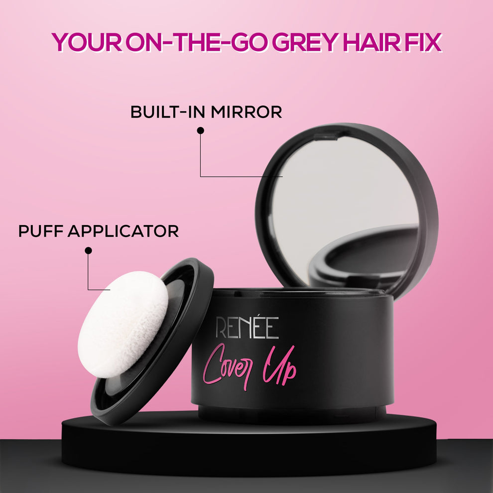 RENEE Cover Up Hair Powder- For Instant Grey Hair Coverage & Root Touch-Up (Black)