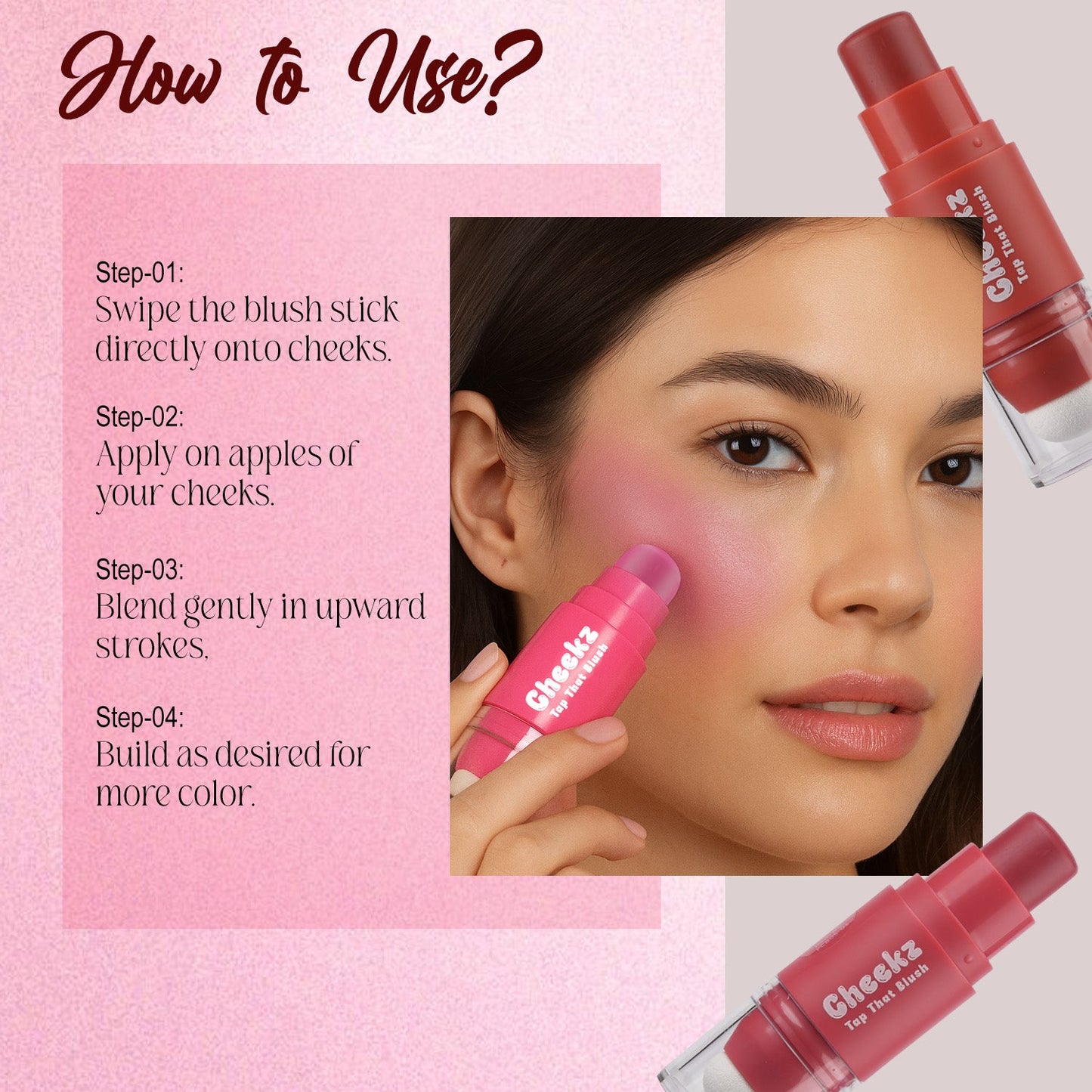 Fashion Colour Cheekz Tap Tint & Blush  (01 Nude Pink)