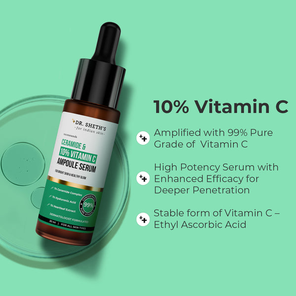 Dr. Sheth's Non-Irritating Ceramide & 10% Vitamin C Ampoule Serum - 30ml