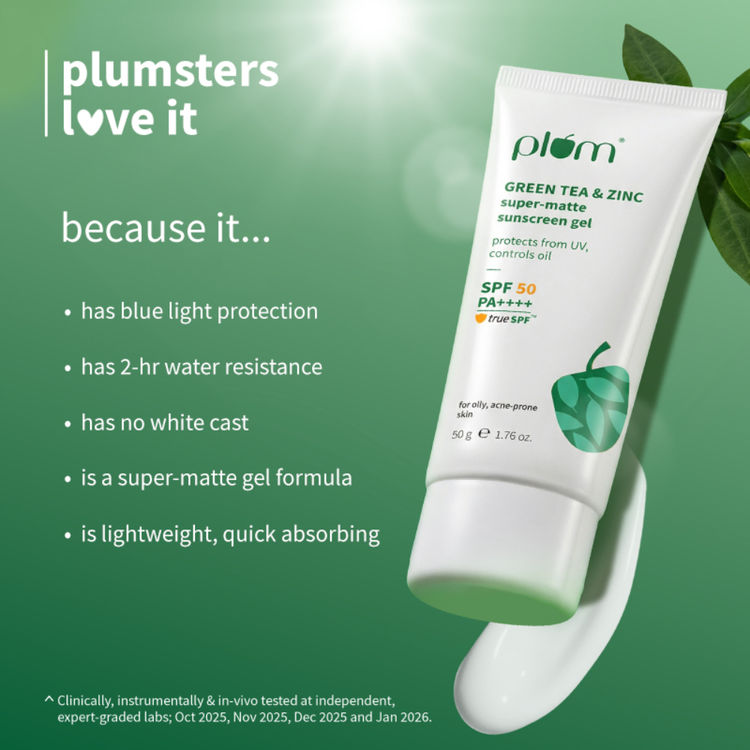 Plum Green Tea & Zinc Super-Matte SPF 50 Sunscreen Gel For Oily, Combination Skin, No White Cast
(50g)