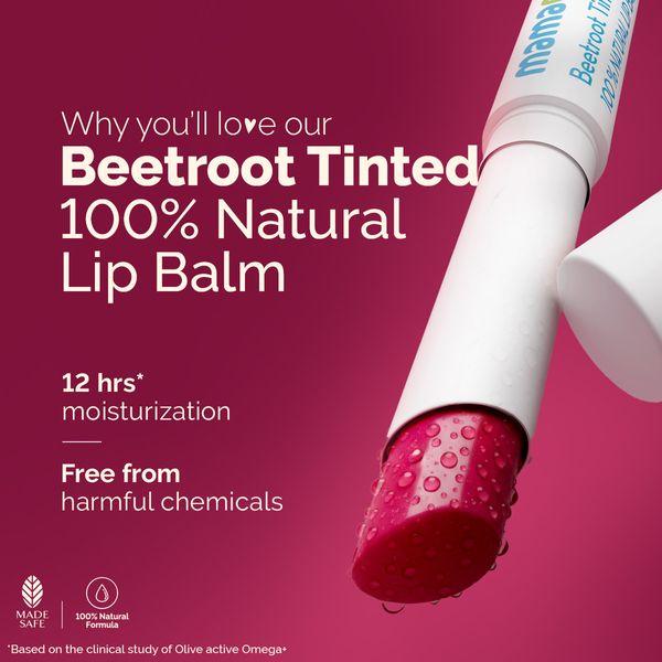 Mamaearth Beetroot Tinted 100% Natural Lip Balm with Beetroot & Beeswax for 12h Moisturized Lips -2 g