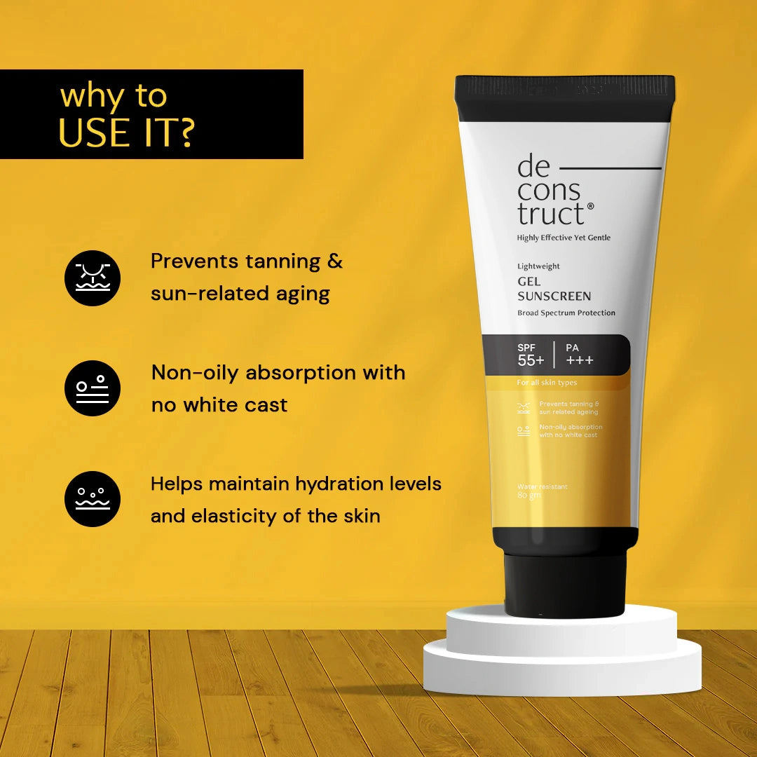 Deconstruct Gel Sunscreen for Oily Skin - SPF 55+ and PA+++ ( 80gm)