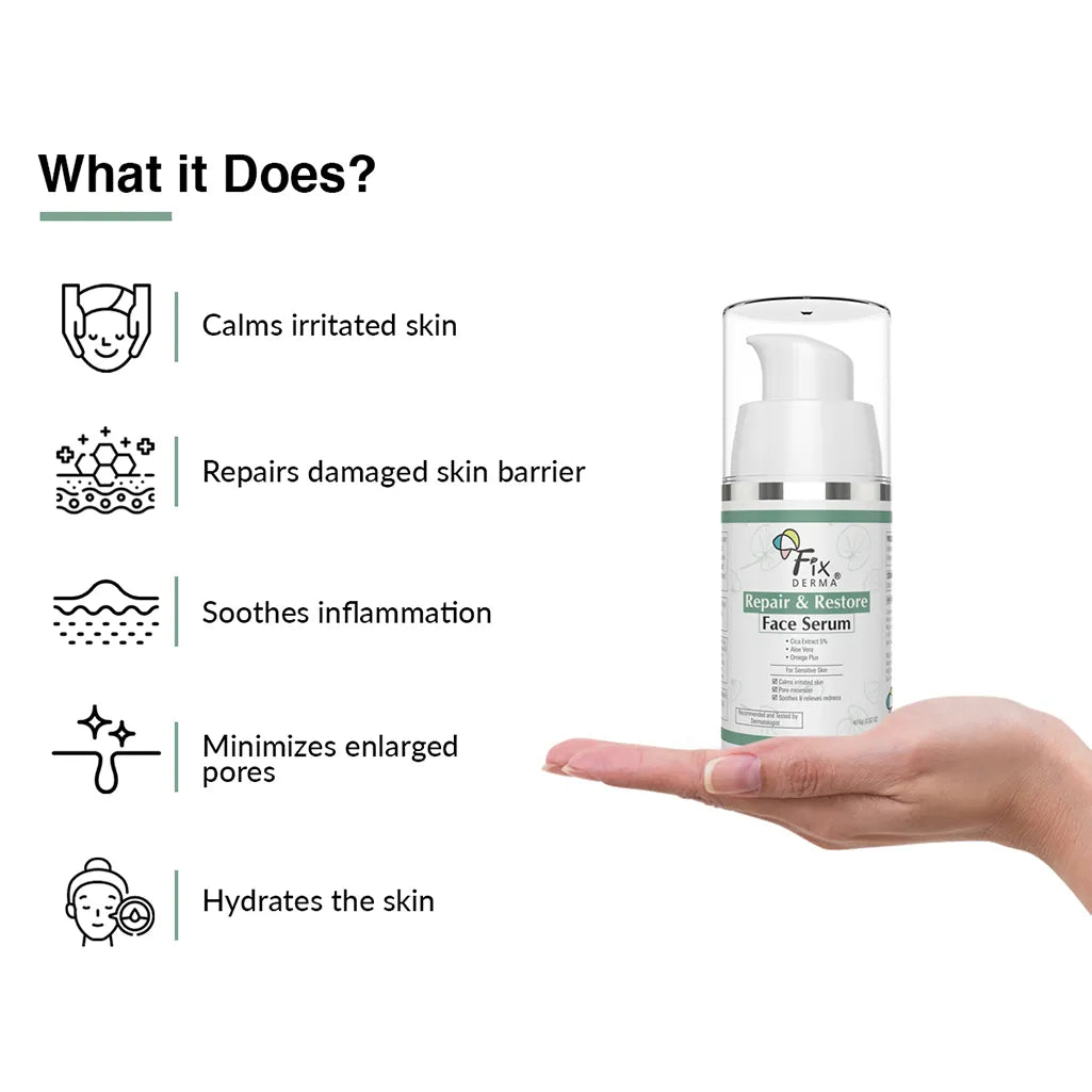 Fixderma Repair and Restore Face Serum | Soothing Serum to Repair Damaged Skin Barrier