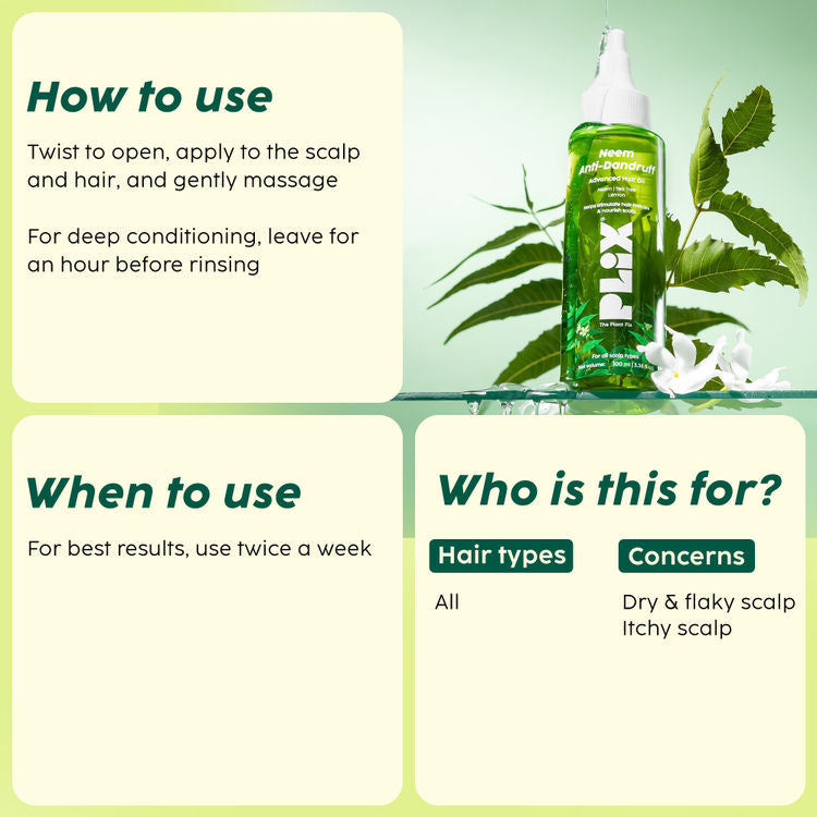 Plix Neem Anti-Dandruff Advanced Hair Oil (for Soothing Scalp, Reducing Flakes & Enhancing Hair Texture)