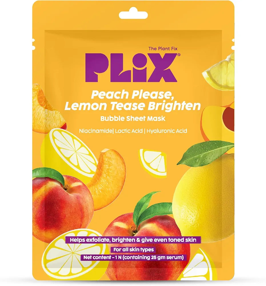 Plix Peach Please Lemon Tease Brighten Bubble Sheet mask