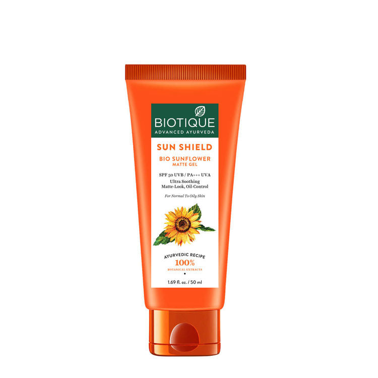 Biotique Sun Shield Sunflower Matte Gel Sunscreen SPF 50+ UVB/PA+++ UVA (50ml)