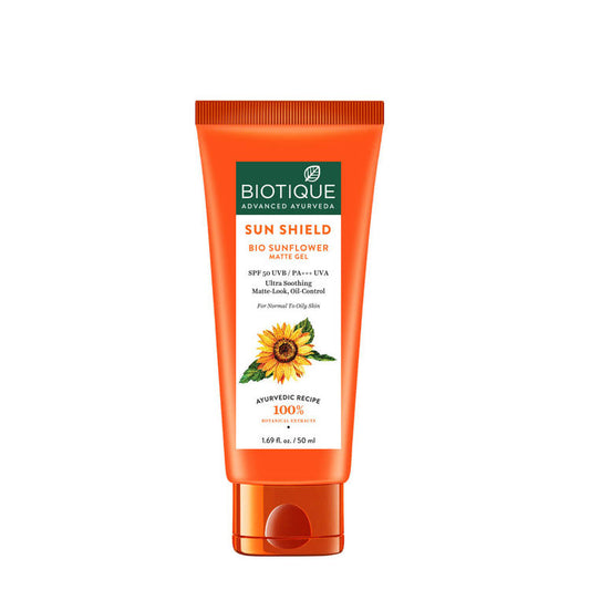 Biotique Sun Shield Sunflower Matte Gel Sunscreen SPF 50+ UVB/PA+++ UVA (50ml)