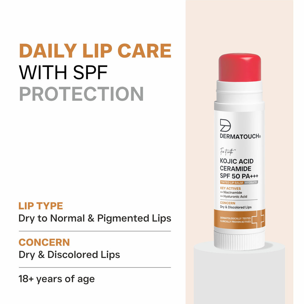 DERMATOUCH Kojic Acid Ceramide SPF 50 PA+++ Natural Lip Balm - Light Tint