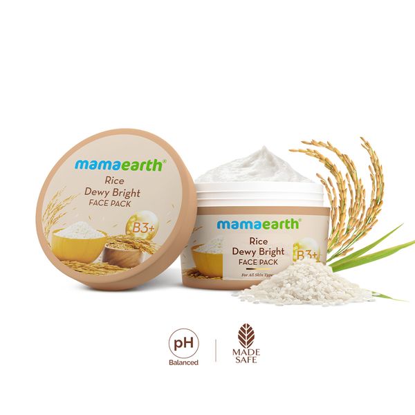 Mamaearth Rice Dewy Bright Face Pack with Rice Water & Niacinamide for For Glass Skin - 200 g
