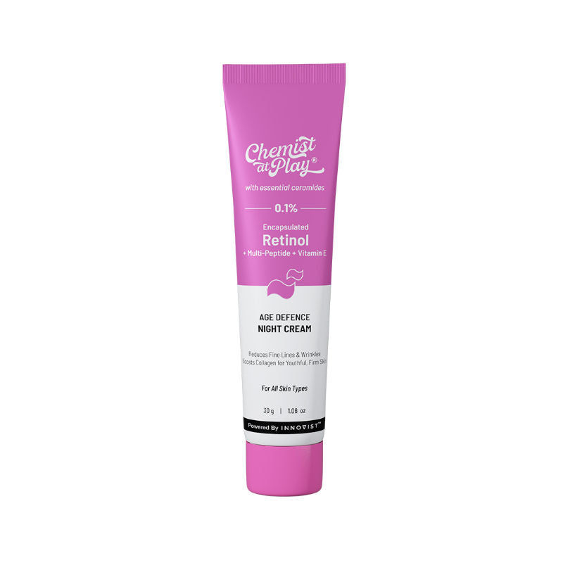 Chemist at Play 0.1% Retinol Night Cream, Reduces Fine Lines, Wrinkles & Sunspots, Beginner Friendly (30g)