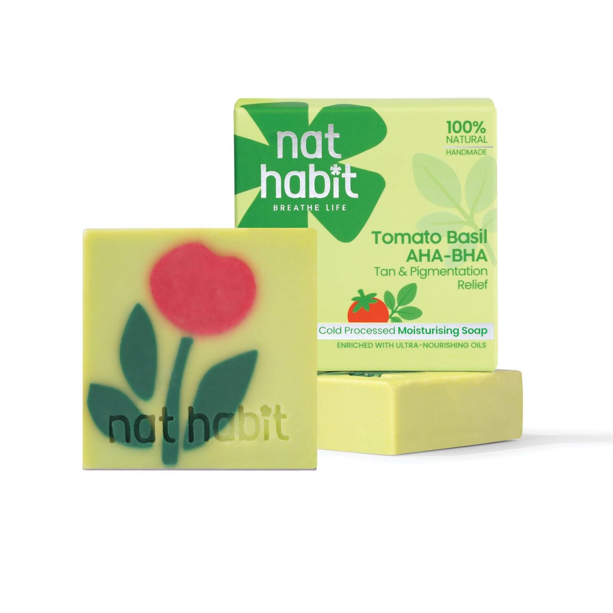 Nat Habit Moisturising Soap, Cold Processed Tomato Basil / 75g