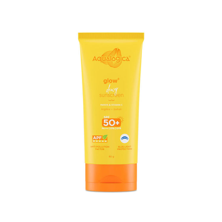 Aqualogica Glow+ Dewy Gel Sunscreen In-Vivo Tested SPF 50+ PA++++ with Papaya & Vitamin C - 80g