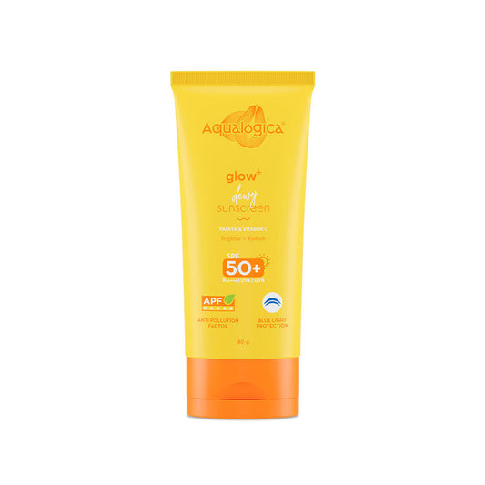 Aqualogica Glow+ Dewy Gel Sunscreen In-Vivo Tested SPF 50+ PA++++ with Papaya & Vitamin C - 80g