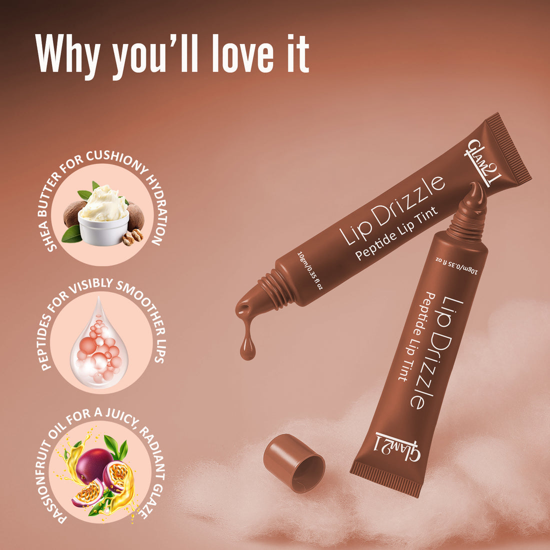 Glam21 Lip Drizzle Peptide Lip Tint (02 Espresso Fudge)
