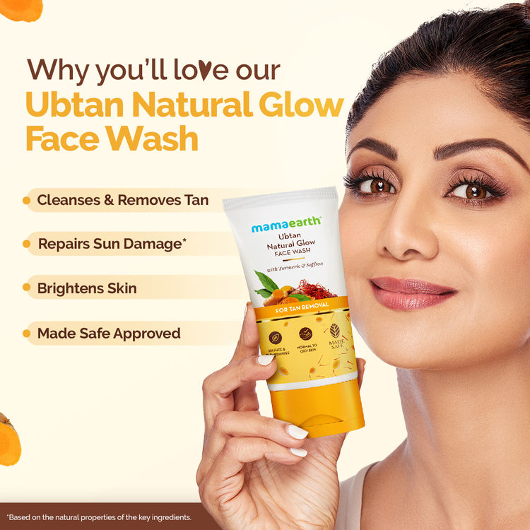 Mamaearth Ubtan Natural Glow Face Wash With Turmeric & Saffron For Tan Removal (150ml)