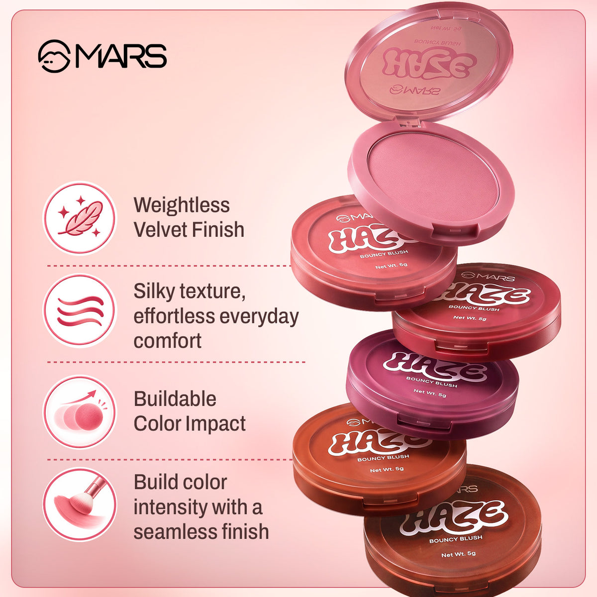 Mars Cosmetics Haze | Bouncy Blush / 06 Maple Melt