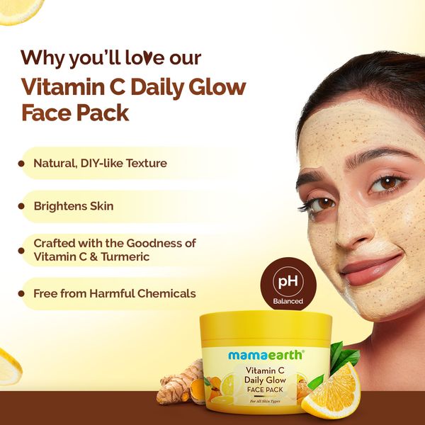 Mamaearth Vitamin C Daily Glow Face Pack with Vitamin C & Turmeric for Illuminating Skin - 200 g