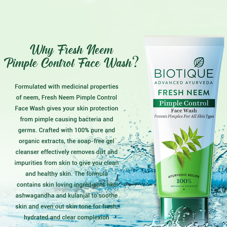 Biotique Fresh Neem Pimple Control Face Wash For All Skin Types (150ml)