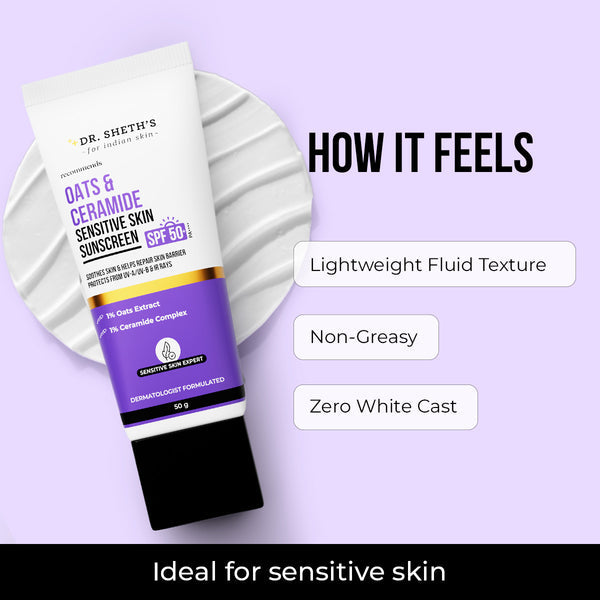 Dr. Sheth's Oats & Ceramide Sunscreen for Sensitive Skin - 50 gm