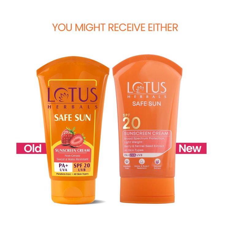 Lotus Herbals SafeSun Sunscreen Cream SPF 20 PA+ ,Berry & Fennel Seed Extracts,Waterproof & Oil-free (100g)