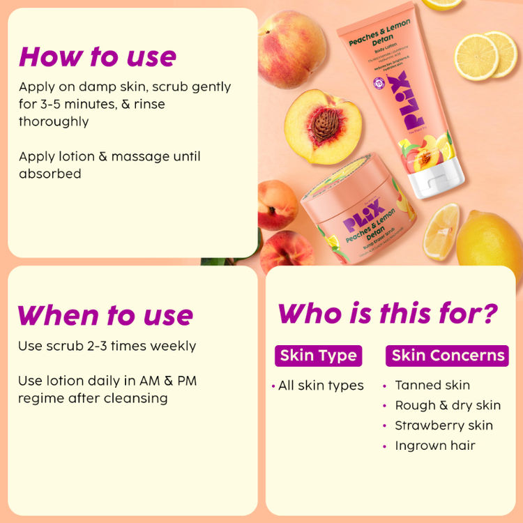 Plix Peaches & Lemon Detan Bump Eraser Scrub & Body Lotion
(400ml)
