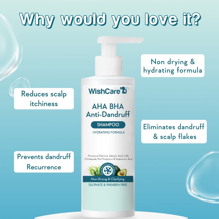 Wishcare Hydrating AHA BHA Anti Dandruff Shampoo & Conditioner Combo - Reduces Flakes & Itchiness